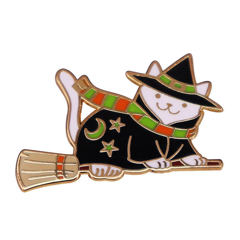 Witchy Kitty Enamel Brooch